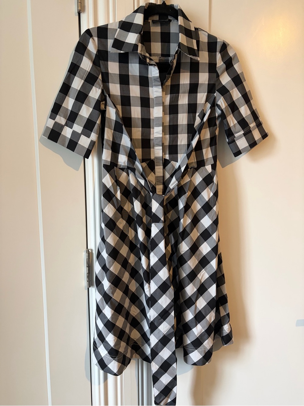 Garcia black and white check belted dress